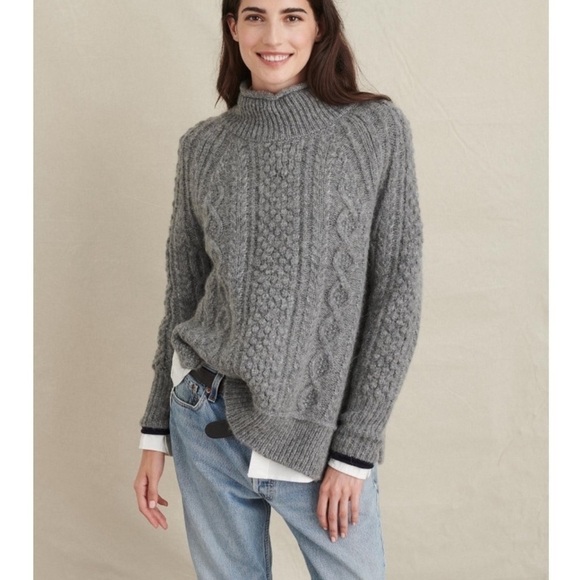 Alex Mill Sweater XS Camil Cable Knit Grey Wool Alpaca Blend Chunky Knit - Picture 1 of 16